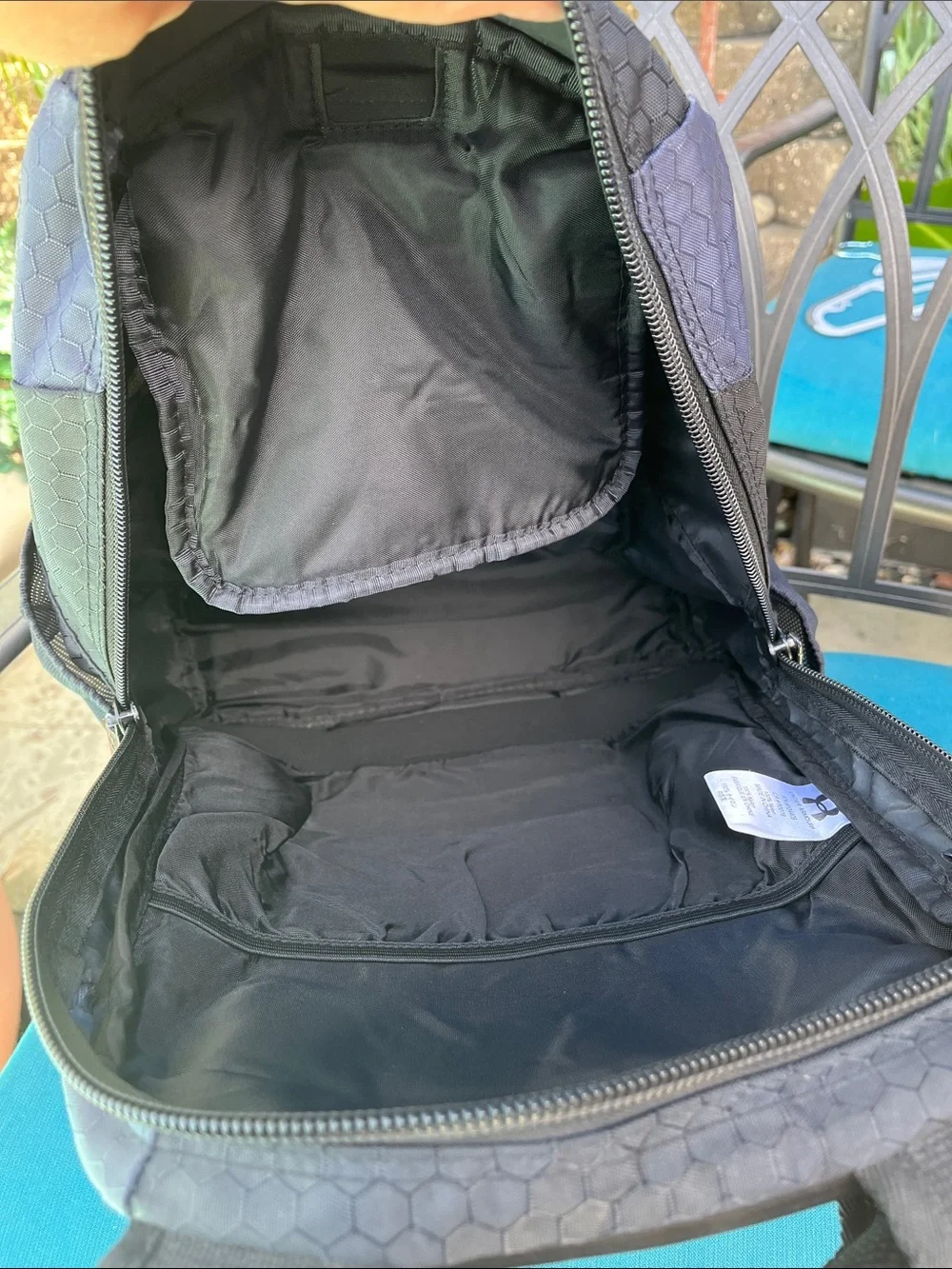 Under Armour Black and Navy Hex-Pattern Backpack